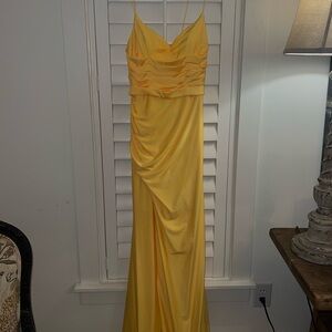 JVN by Jovani Vibrant Yellow Gown with Straps